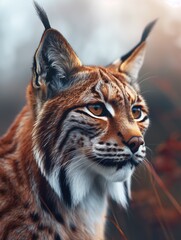 Obraz premium Close up of Iberian Lynx, Lynx pardinus, Wild Cat in Forest