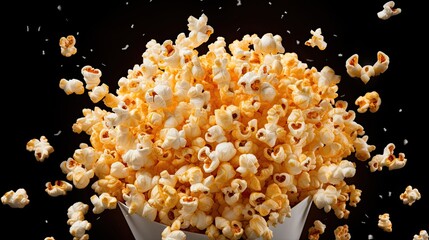 Flying popcorn kernels, movie snack