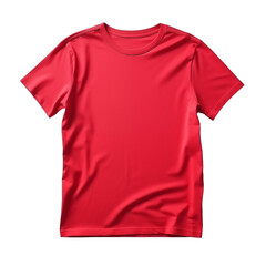 Blank red t shirt mock up template, front view isolated on transparent background. Generative ai