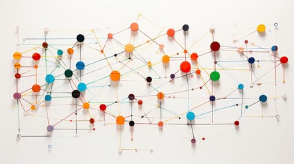Colorful circles and lines representing connections and networks.