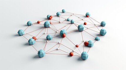 Obraz premium 3D render of interconnected nodes, network concept