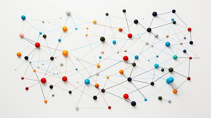Abstract network connection concept with pins.