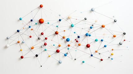 Abstract network of colorful pins. Connection, communication concept.
