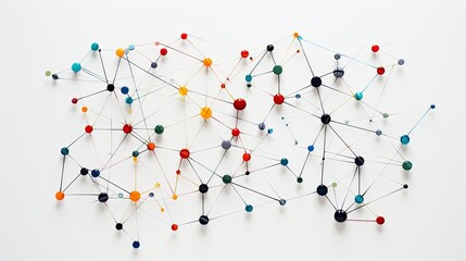 Abstract network connection concept with push pins.