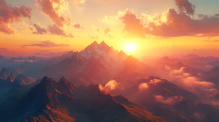 Fototapeta premium Sunrise over majestic mountains nature landscape scenic view