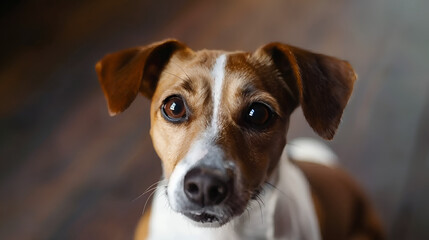 puppy portrait mixed adorbale breed white background animal dog pet young mammal studio alone attention beauty friendly head, Generative AI