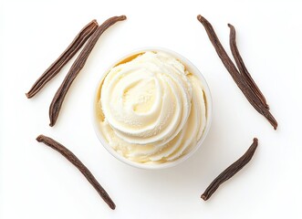 Delicious vanilla ice cream with vanilla beans