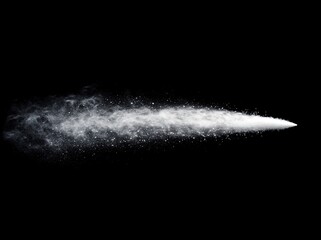 Powerful water jet against black background