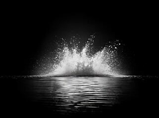 Dramatic black and white image of a water splash.