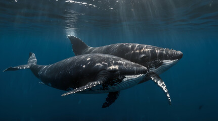 Fototapeta premium dolphin swimming in the water. Genrative.ai 