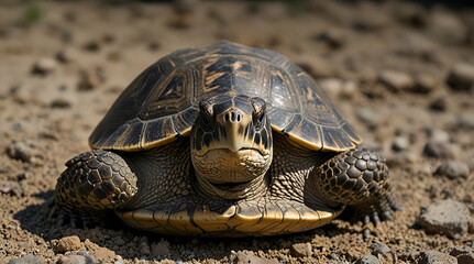 Obraz premium turtle on the sand. Genrative.ai 