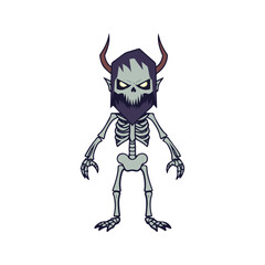 Wendigo Flat Vector Illustration, Skeletal Creature, Stylized Design, Pale, Eerie Features