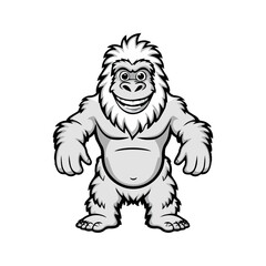 Yeti Flat Vector Illustration, Snowman Creature, Shaggy Fur, Friendly Expression