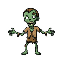 Zombie Flat Vector Illustration, Decayed Body, Stylized Design, Exaggerated Features