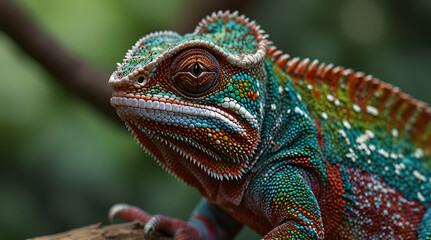 Fototapeta premium iguana on a branch. Genrative.ai