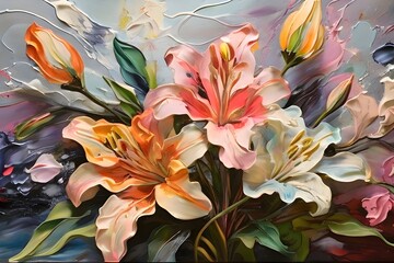 a painting of calla in abstract background , Illustration orchid flower or blooming lilies, Minimalist watercolor background of calla lilies