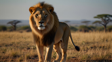 Fototapeta premium lion in the wild. Genrative.ai 