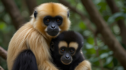 Fototapeta premium close up of a long macaque. Genrative.ai 