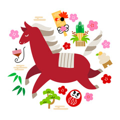 かわいいウマのイラスト素材