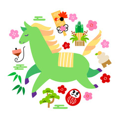 Obraz premium かわいいウマのイラスト素材