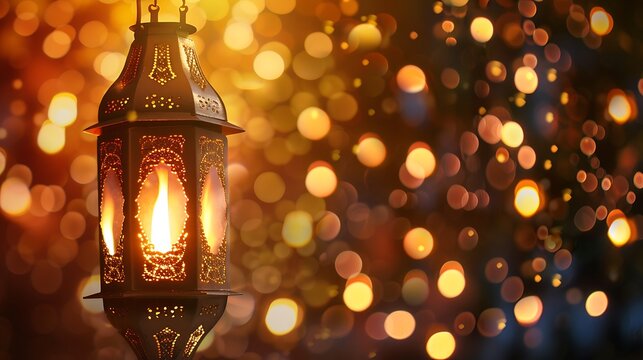 Islamic ramadan mubarak party with eid ul fitar lamp against a bright backdrop