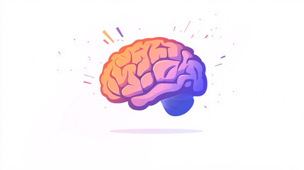 Fototapeta premium colorful abstract brain with gradient colors isolated on white background illustration concept