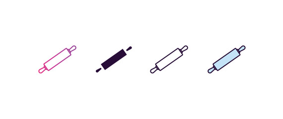 rolling pin gradient, line, filled, colored icon. editable vector from kitchen concept. four different style rolling pin icon isolated on white background