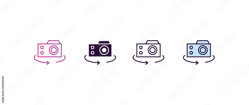 Poster rotate camera gradient, line, filled, colored icon. editable vector from internet security concept. 