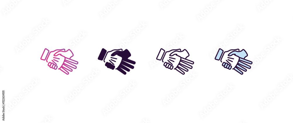 Poster robots and humans gradient, line, filled, colored icon. editable vector from ai and tech concept. fo