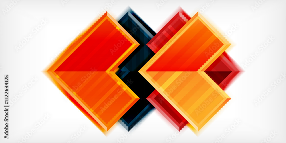 Poster Arrow symbols created with 3d effects and line texture geometric abstract background