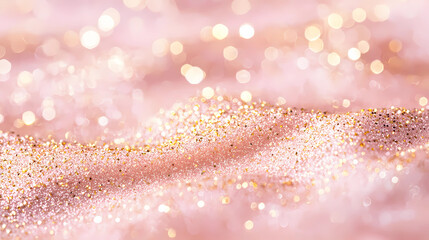 A soft pink background and featuring golden particles