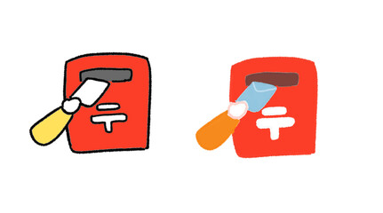 郵便ポストと手紙を送るイラスト3