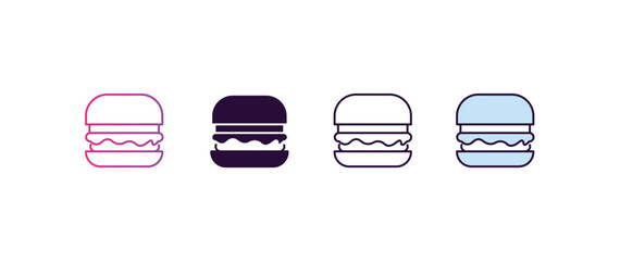 hamburguer  gradient, line, filled, colored icon. editable vector from food concept. four different style hamburguer  icon isolated on white background