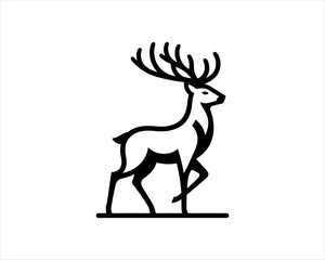 Fototapeta premium Deer logo design vector template. Deer icon symbol vector illustration. Deer silhouette logo black and white.