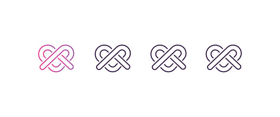 pretzel  gradient, line, filled, colored icon. editable vector from food concept. four different style pretzel  icon isolated on white background