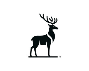 Obraz premium Deer logo design vector template. Deer icon symbol vector illustration. Deer silhouette logo black and white.