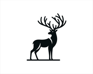 Deer logo design vector template. Deer icon symbol vector illustration. Deer silhouette logo black and white.