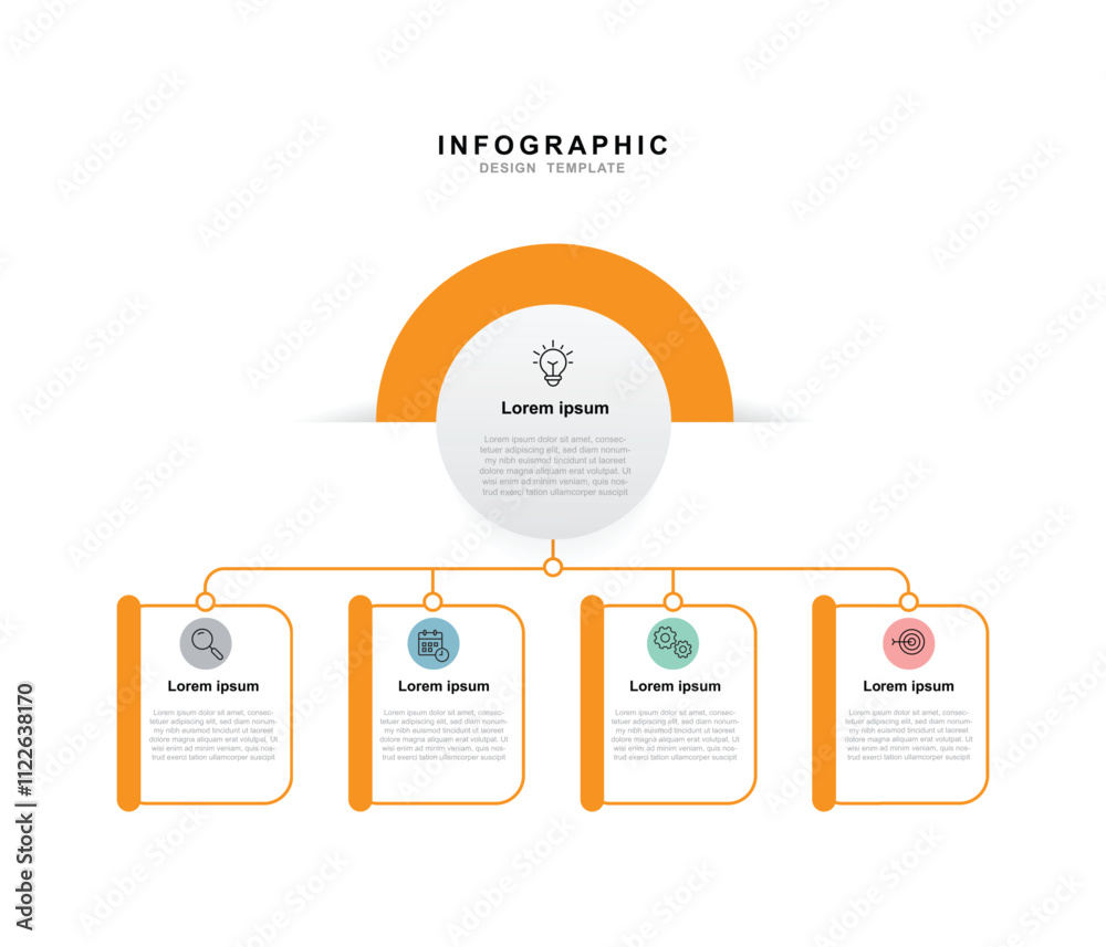 Poster modern infographic template. creative circle element design with marketing icons. business concept w