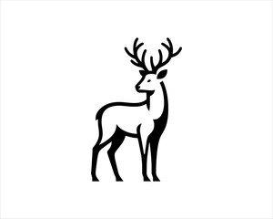 Fototapeta premium Deer logo design vector template. Deer icon symbol vector illustration. Deer silhouette logo black and white.