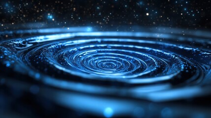 Abstract Water Ripples in Space with Glittering Stars Background