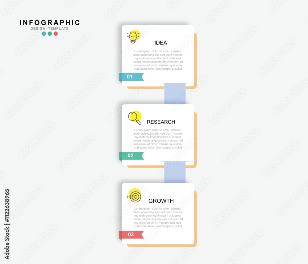 Poster vector infographic label design template, with icons and 3 options or steps.