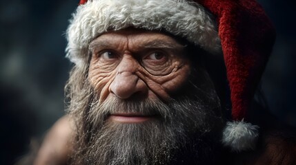 Obraz premium Merry Christmas. Neanderthal Santa.