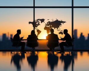 Office setting with multinational teams discussing global tax policy impacts, international business perspective