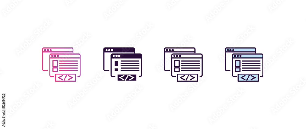 Wall mural front end gradient, line, filled, colored icon. editable vector from technology concept. four differ