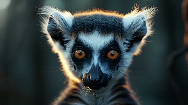 Ring tailed lemure sitting on a roof Portrait of a Lemur Catta Full length portrait of a sitting adult ring-tailed lemur (Lemur catta) on a white background, Generative Ai