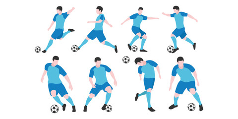Flat Design Soccer Players in Various Poses
