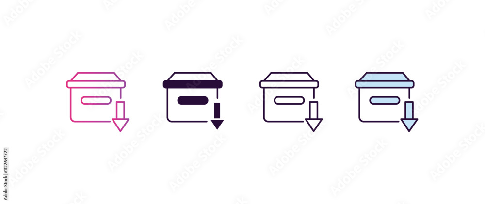 Aufkleber archive gradient, line, filled, colored icon. editable vector from programming concept. four differe