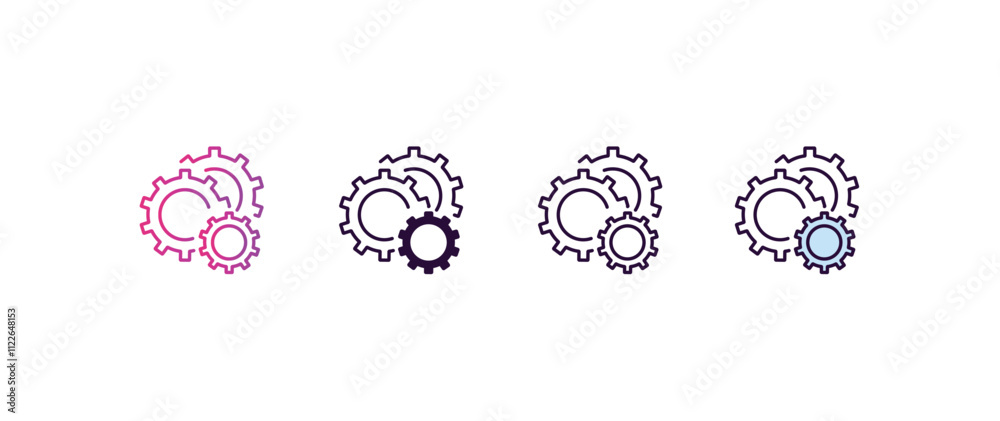 Poster seo configuration gradient, line, filled, colored icon. editable vector from programming concept. fo