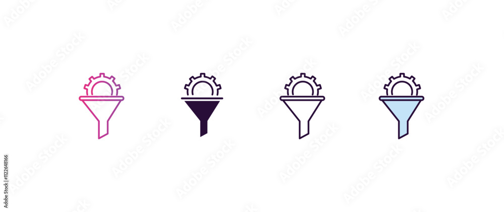 Poster seo funnel gradient, line, filled, colored icon. editable vector from programming concept. four diff