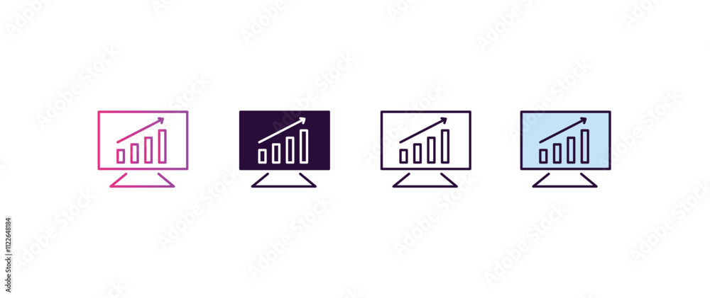Poster seo monitoring gradient, line, filled, colored icon. editable vector from programming concept. four 